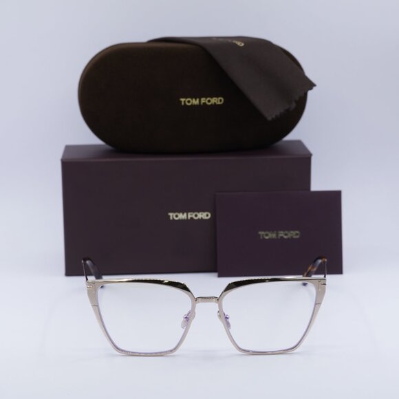 Tom Ford FT5945-B 028 Square Eyeglasses 56mm - Gold/Clear Blue Light Block - Picture 4 of 10